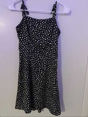 GB girls Black and White Polka Dot Tie-Strap Sundress